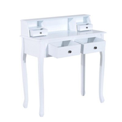 Dressing Table Vanity Make-Up 4 Drawers Dividers Console Desk Bedroom Furniture Nightstand Cosmetic Storage White